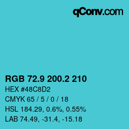 カラーコード: RGB 72.9 200.2 210 | qconv.com