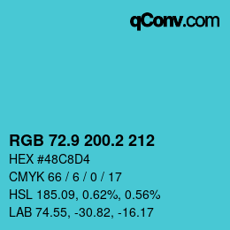 Color code: RGB 72.9 200.2 212 | qconv.com