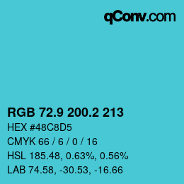 Color code: RGB 72.9 200.2 213 | qconv.com