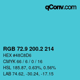 カラーコード: RGB 72.9 200.2 214 | qconv.com