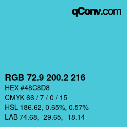 カラーコード: RGB 72.9 200.2 216 | qconv.com
