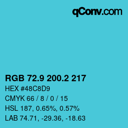 Color code: RGB 72.9 200.2 217 | qconv.com