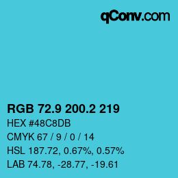 カラーコード: RGB 72.9 200.2 219 | qconv.com