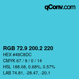 カラーコード: RGB 72.9 200.2 220 | qconv.com