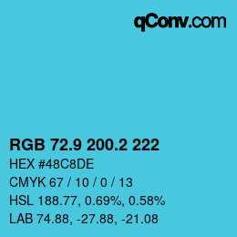 Color code: RGB 72.9 200.2 222 | qconv.com