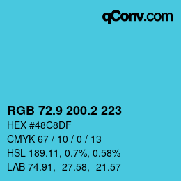 Color code: RGB 72.9 200.2 223 | qconv.com
