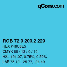 カラーコード: RGB 72.9 200.2 229 | qconv.com