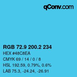 カラーコード: RGB 72.9 200.2 234 | qconv.com