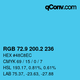 Farbcode: RGB 72.9 200.2 236 | qconv.com