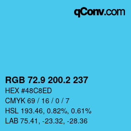 Color code: RGB 72.9 200.2 237 | qconv.com