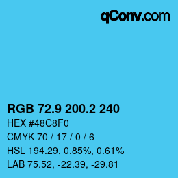 カラーコード: RGB 72.9 200.2 240 | qconv.com