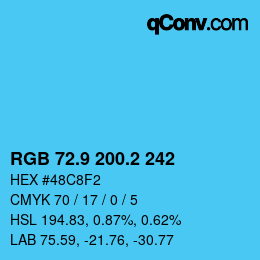 Farbcode: RGB 72.9 200.2 242 | qconv.com