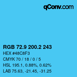 Color code: RGB 72.9 200.2 243 | qconv.com