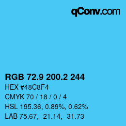 カラーコード: RGB 72.9 200.2 244 | qconv.com