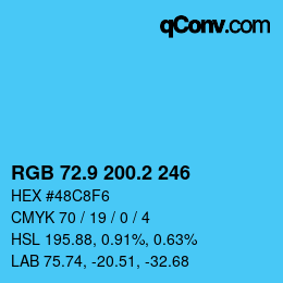 Color code: RGB 72.9 200.2 246 | qconv.com