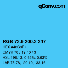 Color code: RGB 72.9 200.2 247 | qconv.com
