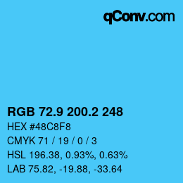 Color code: RGB 72.9 200.2 248 | qconv.com