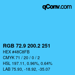 Color code: RGB 72.9 200.2 251 | qconv.com