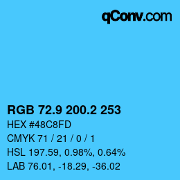 Color code: RGB 72.9 200.2 253 | qconv.com