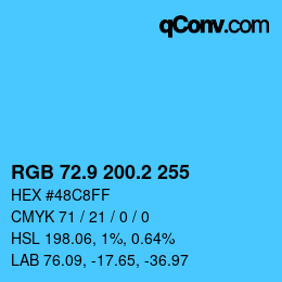 カラーコード: RGB 72.9 200.2 255 | qconv.com