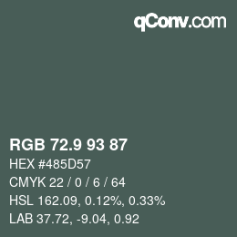 Farbcode: RGB 72.9 93 87 | qconv.com