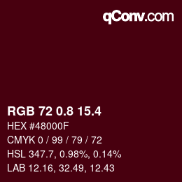 カラーコード: RGB 72 0.8 15.4 | qconv.com