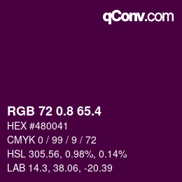カラーコード: RGB 72 0.8 65.4 | qconv.com