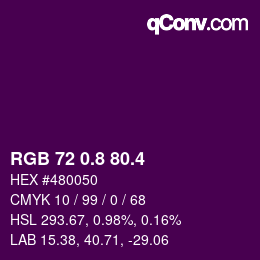 カラーコード: RGB 72 0.8 80.4 | qconv.com