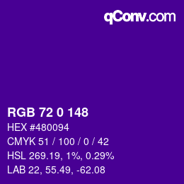 颜色代码: RGB 72 0 148 | qconv.com