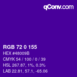 Color code: RGB 72 0 155 | qconv.com