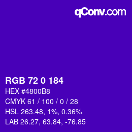 Color code: RGB 72 0 184 | qconv.com