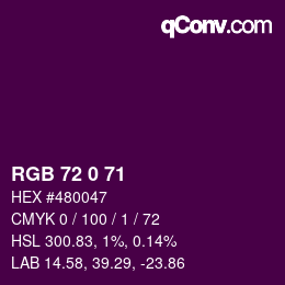 Color code: RGB 72 0 71 | qconv.com