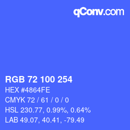 颜色代码: RGB 72 100 254 | qconv.com