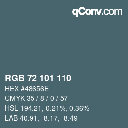 Color code: RGB 72 101 110 | qconv.com