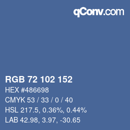 颜色代码: RGB 72 102 152 | qconv.com