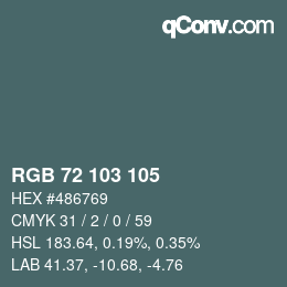 カラーコード: RGB 72 103 105 | qconv.com