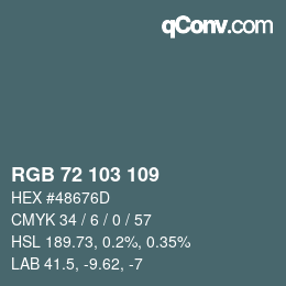 Farbcode: RGB 72 103 109 | qconv.com