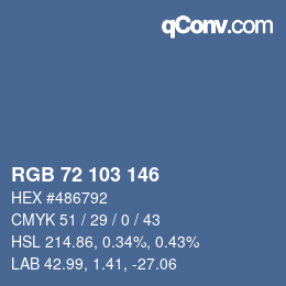 Color code: RGB 72 103 146 | qconv.com