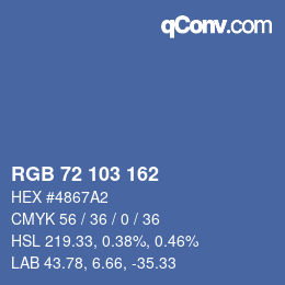 Color code: RGB 72 103 162 | qconv.com