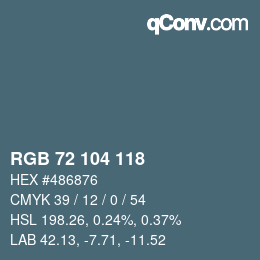 颜色代码: RGB 72 104 118 | qconv.com