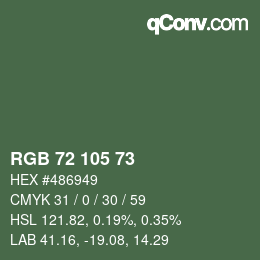 Color code: RGB 72 105 73 | qconv.com