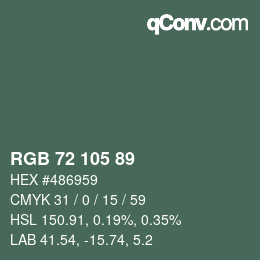 Color code: RGB 72 105 89 | qconv.com