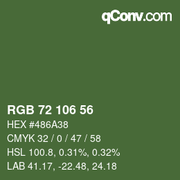Color code: RGB 72 106 56 | qconv.com