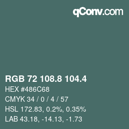 カラーコード: RGB 72 108.8 104.4 | qconv.com