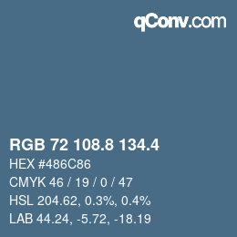 カラーコード: RGB 72 108.8 134.4 | qconv.com