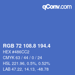 カラーコード: RGB 72 108.8 194.4 | qconv.com