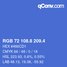 カラーコード: RGB 72 108.8 209.4 | qconv.com