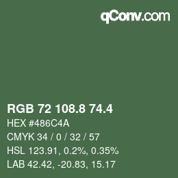 カラーコード: RGB 72 108.8 74.4 | qconv.com