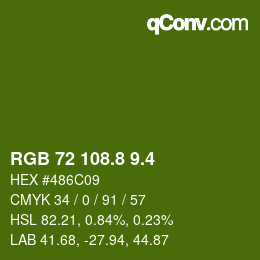 カラーコード: RGB 72 108.8 9.4 | qconv.com
