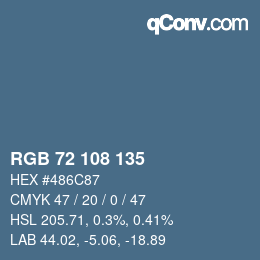 颜色代码: RGB 72 108 135 | qconv.com